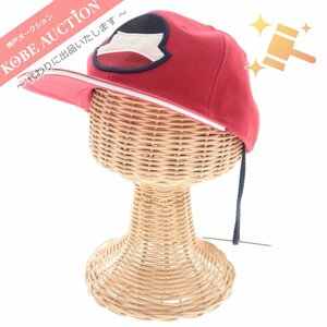 ■ MONCLER モンクレール ベースボールキャップ 帽子 ロゴ メンズ レッド コットン100 タグ付き