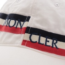 ■ MONCLER モンクレール 帽子 キャップ ロゴ メンズ ホワイト コットン100 タグ付き_画像6