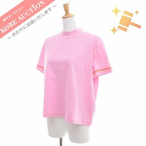 ■ HERMES エルメス Tシャツ 23SS 3E4621DL カルトゥッシュ 半袖 トップス レディース 36 ピンク コットン100 タグ付き