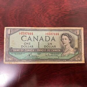 1954年カナダ旧1ドル札　#1