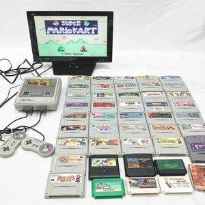 動作品　任天堂 Nintendo SFC スーパーファミコン SHVC-001 本体/コントローラー 電源ケーブル　SFCソフト 38本/FCソフト6本/R阿1225