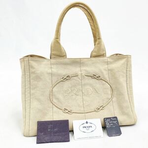 正規品 PRADA プラダ CANAPA カナパ B1877B ハンドバッグ トートバッグ 鞄 キャンバス ベージュ系 アイボリー系 R店0220☆