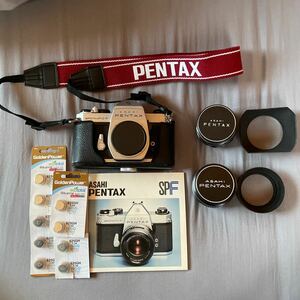 PENTAX アサヒペンタックス　SPF フィルムカメラ　　SMC TAKUMER 1.4/50 3.5/28 2本　フード　前後キャップ　取説付き