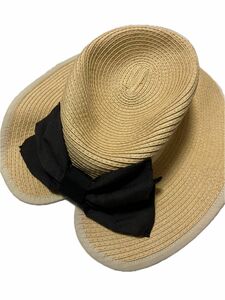 麦わら帽子 リボン サイズ57.5 春 分類外繊維 