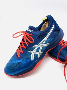 衝撃プライス！【最強スポーツモデル！】機能性抜群！【asics ネットバーナーバリスティックFF】上質バレーボールシューズ/青赤/jp26.5cm