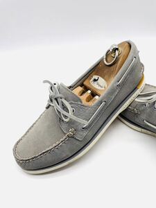 衝撃プライス！【末永く愛される王道モデル！】天然皮革！【SPERRY TOPSIDER ゴールドA/O 2-EYE ヌバック】上質デッキシューズ/灰/jp26.5cm