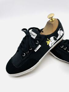 衝撃プライス！【最強コラボ！】スヌーピーモデル！【Feiyue.×PEANUTS】上質キャンバススニーカー/黒/USA 7/CM 24.1