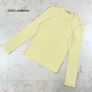 美品 Dolce & Gabbana ドルチェ&ガッバーナ クルーネック シンプルニット トップス レディース 黄色 イエロー サイズ44*JC939