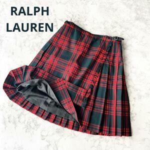 RALPH LAURENラルフローレン チェック 巻きスカート レディース キッズ 赤 カジュアル フォーマル ブリティッシュ グレンチェック 緑