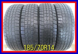 ■中古タイヤ■　185/70R14 88Q DUNLOP WINTERMAXX WM02 カローラ アリオン アレックス等 冬タイヤ スタッドレス 激安 中古 送料無料　B256