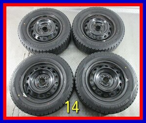 ■中古タイヤホイール■　14インチ 5.5J +47 4H 100 DUNLＯＰ WM02 185/65R14 86Q ST 冬 スチール 激安 送料無料 K152