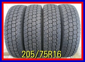 ■中古タイヤ■　205/75R16 113/111N LT TOYO DELVEX M634 トラック等 4本セット 冬タイヤ スタッドレス 激安　送料無料　B363