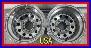 ■中古ホイール■　USA 15インチ 10J -20 6H 139.7 AlumiWheel スチールホイール 深リム クロームメッキ 2本ペア 激安 中古 送料無料 D913