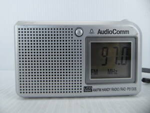 ★☆AudioComm FM/AM液晶表示コンパクトラジオ RAD-P5130S 動作品 オマケ新品電池付き☆★