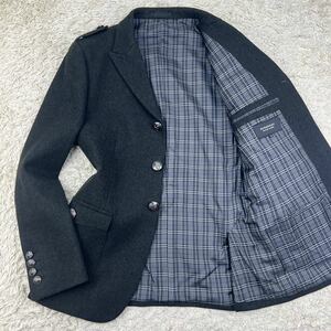 未使用級 極美品!!!バーバリーブラックレーベル BURBERRY BLACK LABEL テーラードジャケット M 銀ボタン ノバチェック 黒 ブラック 冬 春