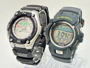 0601-130 0914【1円スタート】 腕時計　カシオ　CASIO　G-SHOCK　2点セット　GL-190 / フィッシングギア AQW-101　デジタル　メンズ