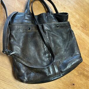  Margaret Howell #2WAY натуральная кожа сумка на плечо чёрный used!