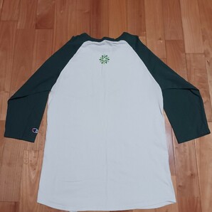 Champion チャンピオン ラグランTシャツ L カーキ×ホワイト 7部丈シャツの画像4