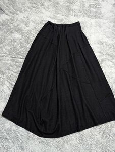 Le-Fluy 日本製 圧縮ウール黒ロングスカート(総ゴム) マキシ丈 マキシスカート