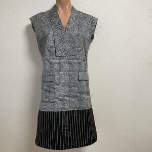 【美品】ARTISAN アルチザン　グレンチェック×ストライプ　チュニックワンピース　9