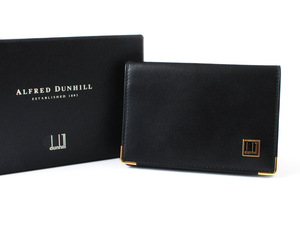 N15375 新品未使用 dunhill ダンヒル レザー カードケース 箱付き 名刺入れ ブラック 黒 二つ折り カード入れ 