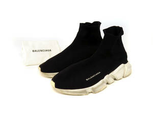 15978 BALENCIAGA バレンシアガ SPEED RECYCLED スピードリサイクル ニット スニーカー シューズ 靴 サイズ 40 黒×白 メンズ イタリア製