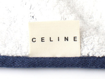 N15939 新品未使用 CELINE セリーヌ ハンドタオル ネイビー×ホワイト 紺×白 コットン100% 日本製 パイル地 マカダム_画像4