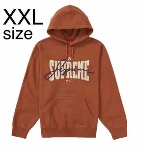 シュプリーム　Embroidered Chenille Hooded Sweatshirt　ブラウン　XXL 裏起毛 パーカー スウェット 茶色