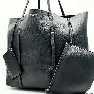 ●極美品●BALENCIAGA バレンシアガ エブリデイ トートバッグ ハンド ビジネスバッグ 鞄 かばん ポーチ ミラー付き A4可 レザー 肩掛け 黒