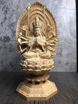 木彫仏像 千手観音菩薩 観音像 檜木 彫刻工芸品 仏師で仕上げ品_画像1