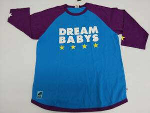 【再値下げ！即決！タグ付き！未使用！】★DREAM BABYS/ドリームベイビーズ★7分丈ラグラン袖 Ｔシャツ 青・袖紫　ロゴ Lサイズ 男女兼用