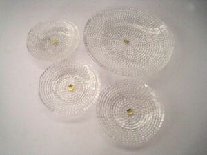 硝子の皿　佐々木グラス　SASAKI GLASS 大皿１枚＋小皿３枚　未使用品　ガラス　食器　/19N9.21-37/22N2.1-38