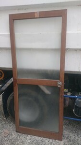 室内　ガラス戸　ガラス扉　ドア　1枚　昭和　レトロ　建具　リフォーム　【直接引き取り限定】DIY　格安　中古　神奈川　横浜　鶴見　