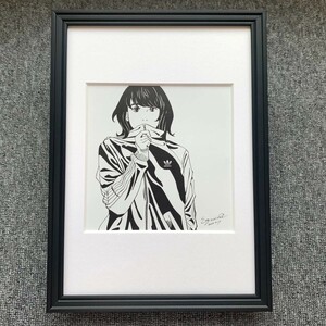 ■江口寿史『adidas』A4サイズ 額入り 貴重イラスト 印刷物 ポスター風デザイン 額装品 アートフレーム インテリア