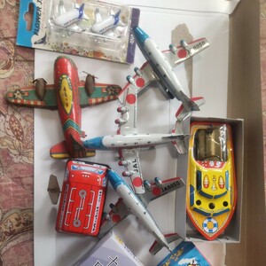 当時物 ブリキ 昭和レトロ 飛行機 全日空 ANAボート Mobil モービルオイル ビンテージ おもちゃ
