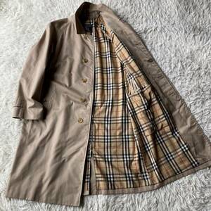 ◎サイズＭ位◎　イングランド製　【BURBERRY/バーバリー】　裏地ノバチェック　■ステンカラーコート■　ベージュ/春秋　■ロングコート■