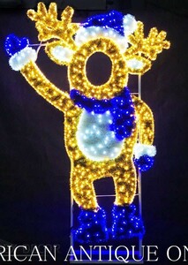 煌びやかな顔ハメLEDネオン＾＾　クリスマス・トナカイ　高さ150cm　屋外設置OK