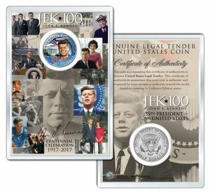 ジョン・F・ケネディ / 生誕100周年記念　本当にアメリカで使えるお金★記念硬貨50セント　ロス直輸入　送料185円
