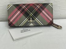 Vivienne Westwood ヴィヴィアンウエストウッド オーブ 二つ折り 長財布 ウォレット マルチカラー チェック柄_画像1