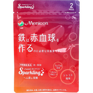 まとめ得 ※2week めにサプリ Sparkling ヘム鉄＆葉酸 シトラス風味 14日分 14粒入 x [4個] /k