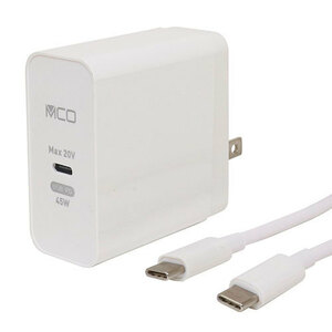 MCO PD対応45W USB-ACアダプタTypeCケーブル付ホワイト IPA-CS01/WH /l