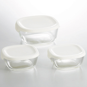  HARIO heat-resisting glass made preservation container 3 piece set white 2154-019 /l