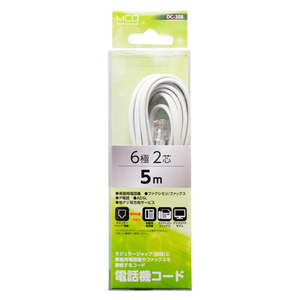 まとめ得 【10個セット】 MCO 電話用モジュラーコード 6極2芯 白 5m DC-205/WHX10 x [2個] /l