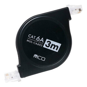 MCO コードリールCAT.6A LANケーブル 3mブラック MUL-CA603/BK /l