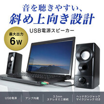 まとめ得 サンワサプライ USB電源スピーカー(実用最大出力6W) MM-SPL20UBK x [2個] /l_画像2