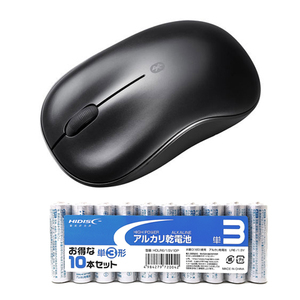 サンワサプライ BluetoothブルーLEDマウス + アルカリ乾電池 単3形10本パックセット MA-BB312BK+HDLR6/1.5V10P /l