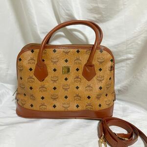 美品 /MCM エムシーエム ヴィセトス柄 レザー 2WAYショルダー ハンドバッグ ボストンバッグ ショルダー