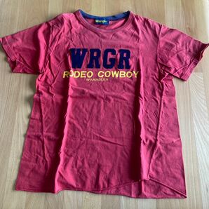 Tシャツ　半袖　赤色　レッド　男の子　小学生　英語　ワングラー Wrangler 少年　子供夏服