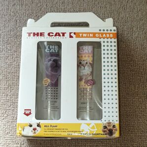 非売品◆THE CAT★コップ★TWINGLASS★２客セット 猫好き 我が家の猫そっくり ガラスコップ 