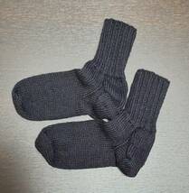 ■手編みの靴下　23センチ～23.5センチ　ウール100％　黒色_画像1